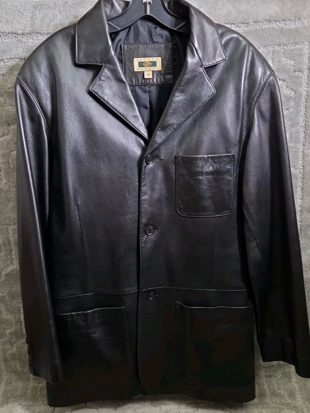 Joseph Abboud Jacket Coat Mens Black Soft Italian Leather Size medium